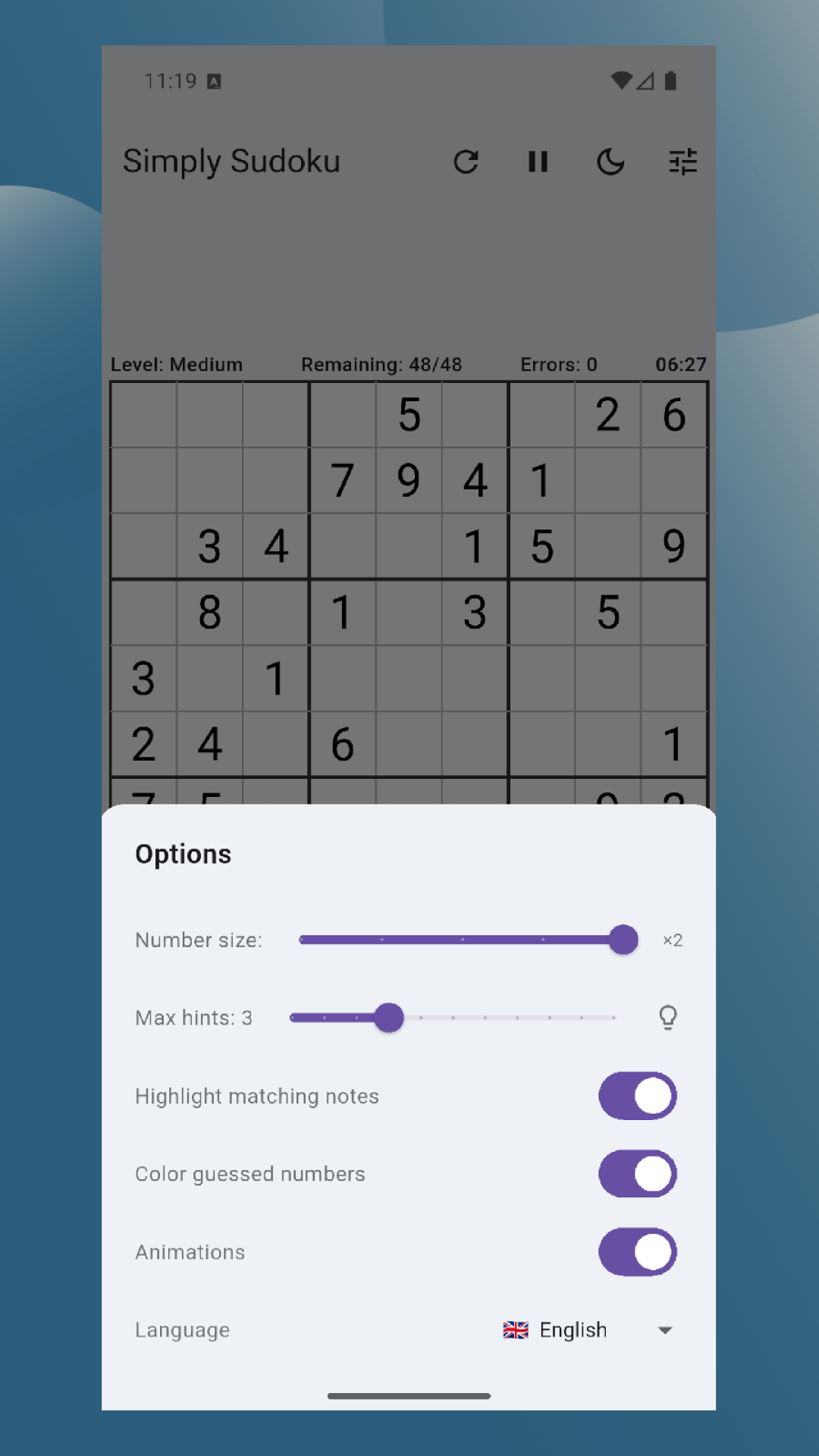 Simply Sudoku screenshot 03 ©F. Weiss
